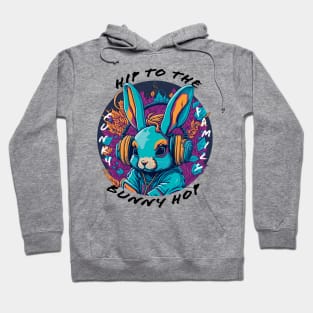 Bunny Wearing Headphones - black font Hoodie